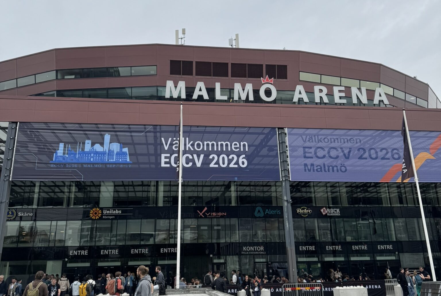 The entrance to Malmö Arena hosting ECCV 2026